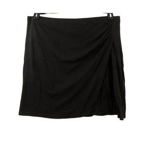 Messino Faux Wrap Skirt XXL Black Soft Above Knee Straight Stretch Side Ruching